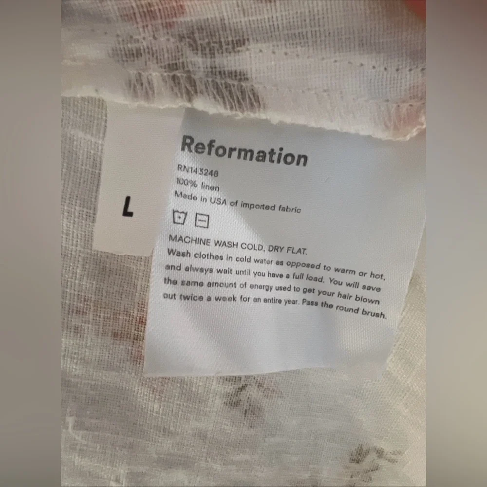 Reformation Marabella Linen Smocked Front Slit Midi Dress Mildred Cream Large - Picture 5 of 10